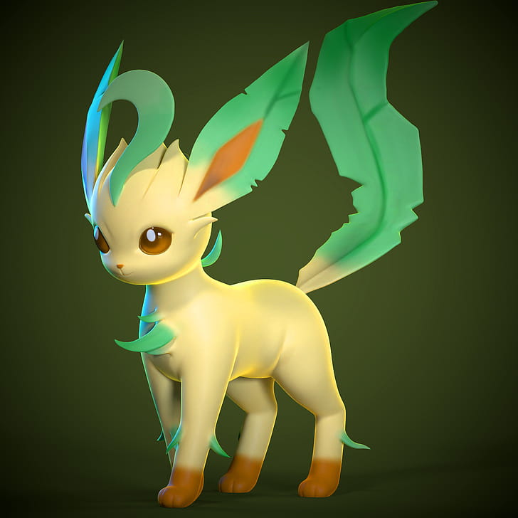 Obj file, Leafeon Pokemon, 3D printer phone wallpaper