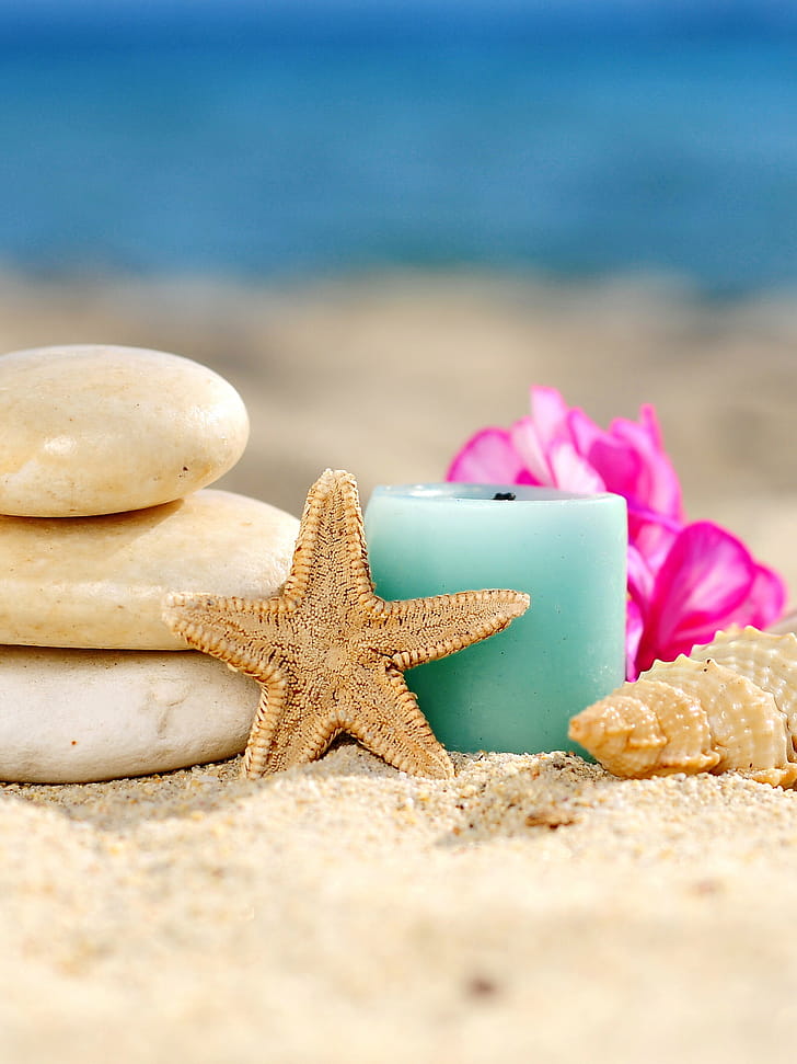 Candle, Starfish phone wallpaper