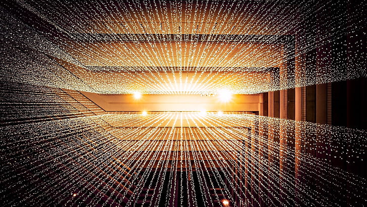 Gold Lights, Abstract light patterns, Mesmerizing visuals, Stunning wallpaper