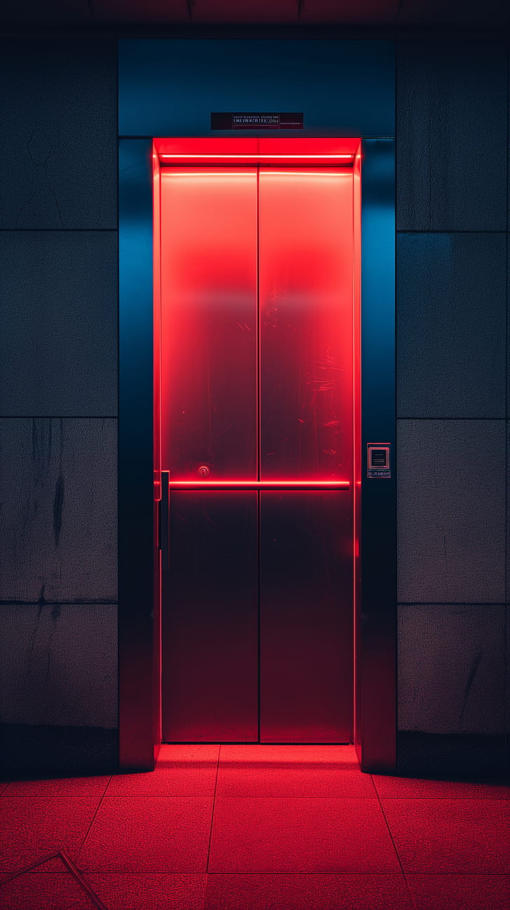 Modern Red Elevator Door phone wallpaper