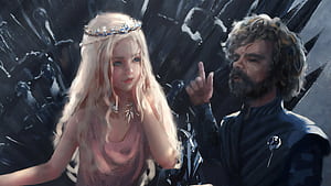 Daenerys And Tyrion, daenerys-targaryen, tyrion-lannister, game-of-thrones-season-8, game-of-thrones, tv-shows, deviantart wallpaper