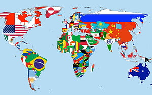 Map, International Flags wallpaper