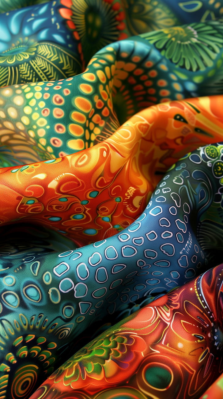 Vibrant Textile Waves phone wallpaper