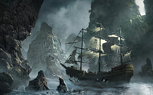 Ship, Fantasy wallpaper