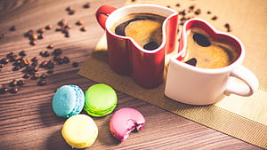 Coffee, Macarons wallpaper