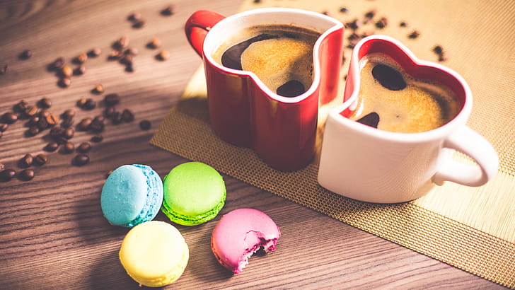 Coffee, Macarons wallpaper