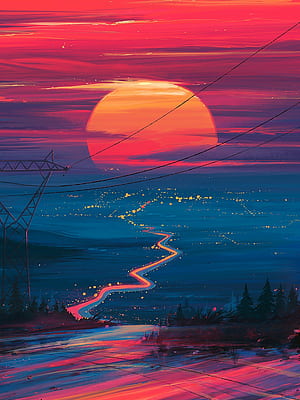 Sunset vertical, phone wallpaper