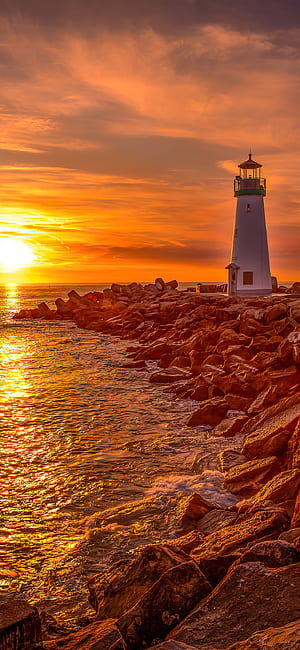 Lighthouse, Sunsets phone wallpaper