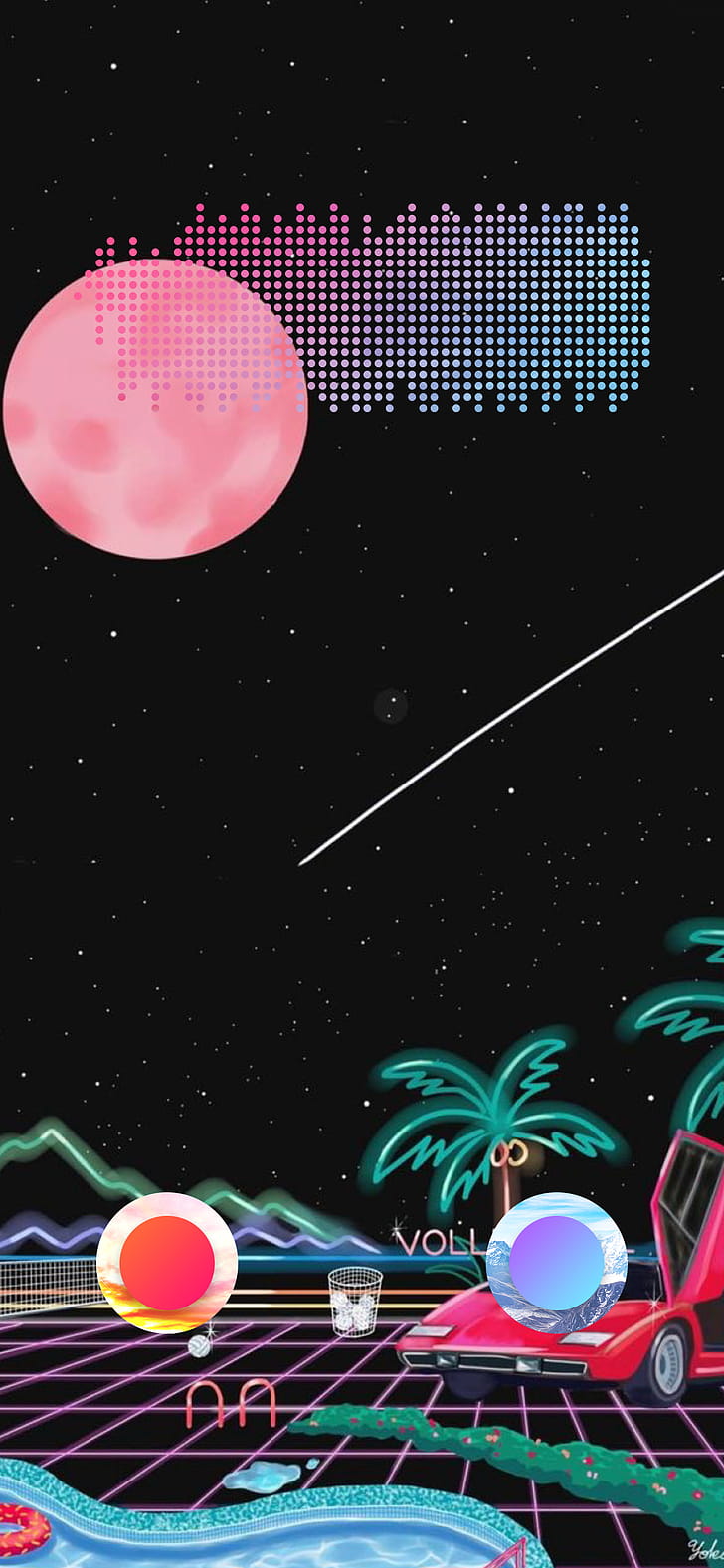 Synthwave, Graphic phone wallpaper