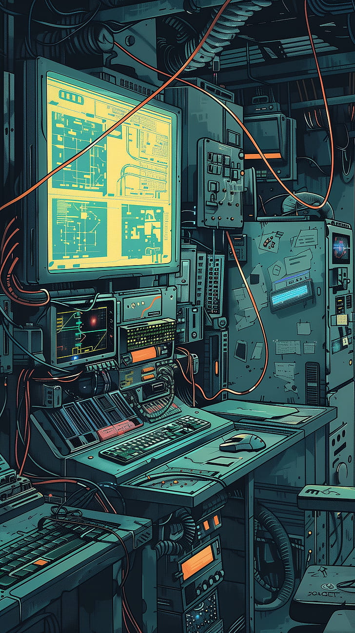 Cyber Control Room - Tech Themed, computer phone wallpaper