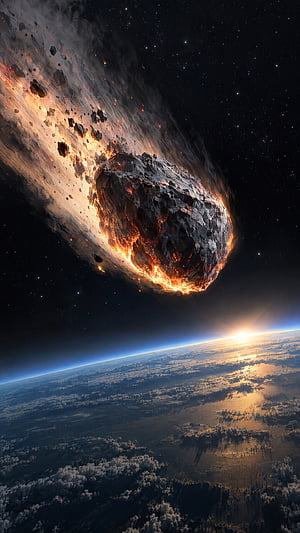 Asteroid Firefall Over Earth — Space phone wallpaper