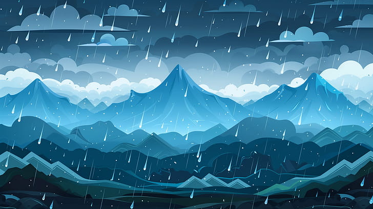 Mountain Rainfall, raindrops wallpaper