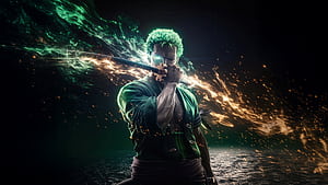 Zoro Roronoa From One Piece , zoro-roronoa, one-piece, anime, ai, artwork, digital-art, dark, black wallpaper