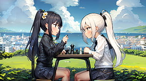 Two queens, chess wallpaper