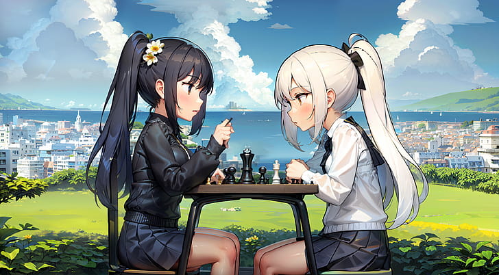 Two queens, chess wallpaper