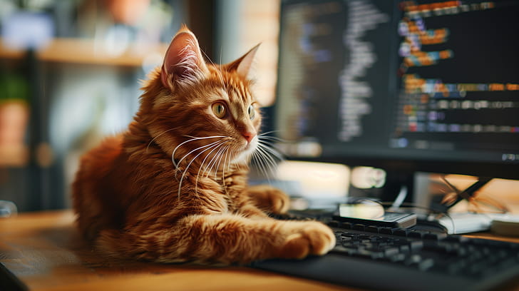 Programmer Cat, cat, programmer wallpaper