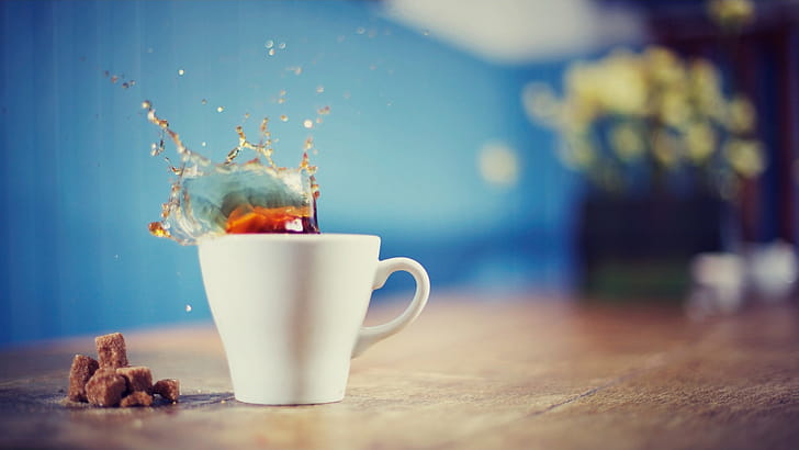 Tea Splash, tea, creative, drink, splash wallpaper
