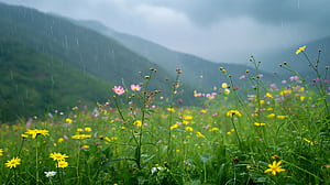 Spring Rain Meadow, spring wallpaper