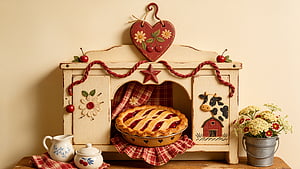 Rustic Cherry Pie Kitchen Decor wallpaper