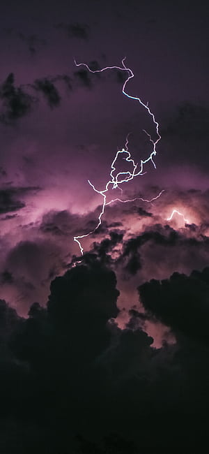 Dark sky, Thunder phone wallpaper