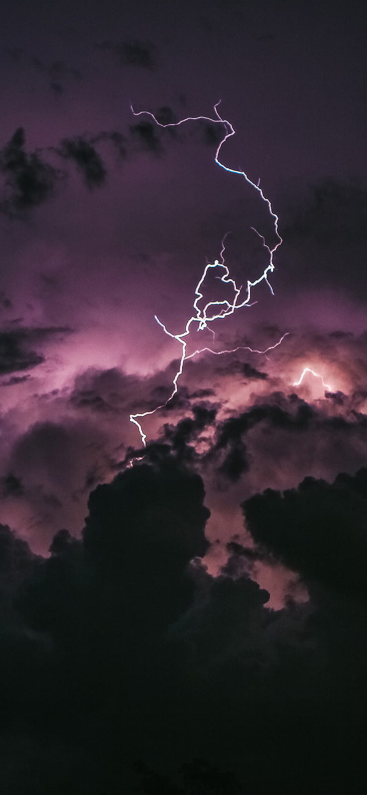 Dark sky, Thunder phone wallpaper