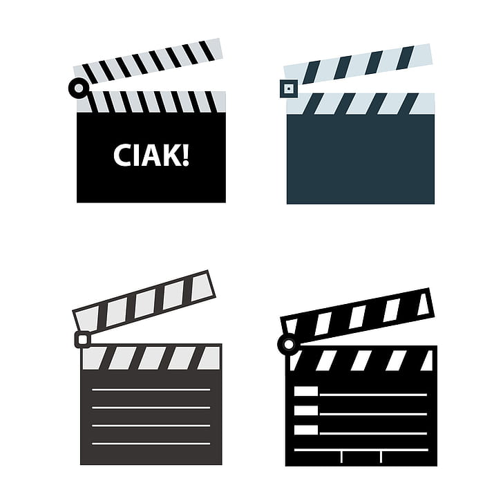 Clapperboard set, White background, Vector art phone wallpaper