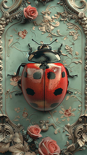 Elegant Ladybug, insect phone wallpaper
