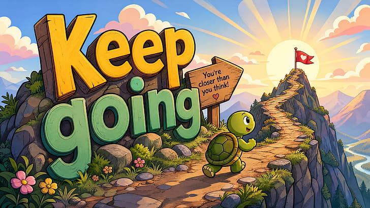Keep Going:   Motivational, Turtle, Path, Mountain wallpaper