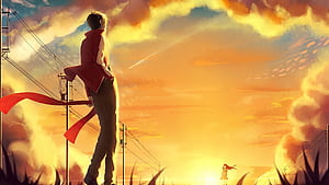 Anime Girl Boy Outdoor Powerlines , anime-girl, anime-boy, anime, artist, artwork, digital-art wallpaper