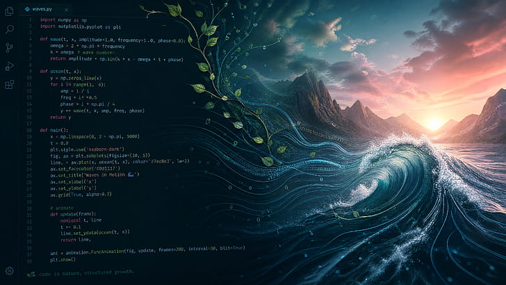 Algorithmic Tide —   Code, Wave wallpaper