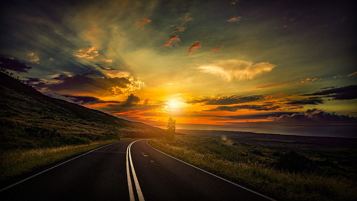 Sunset, Highway wallpaper