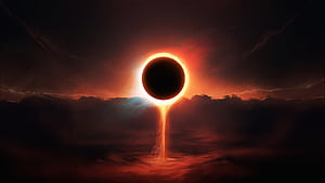 Ethereal Eclipse Fantasy -  Moon, eclipse, moon, fantasy, solar eclipse wallpaper