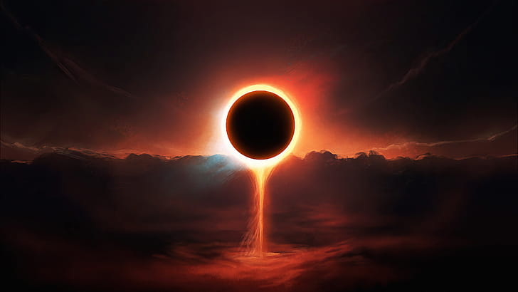 Ethereal Eclipse Fantasy -  Moon, eclipse, moon, fantasy, solar eclipse wallpaper