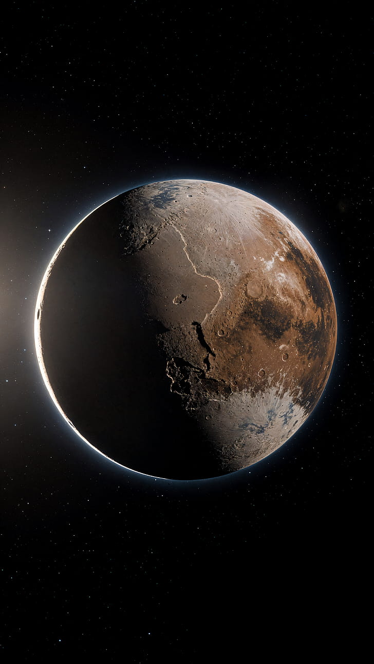 Pluto Nightscape | Pluto: Distant Dawn | Pluto - Dwarf Planet, planet, space phone wallpaper