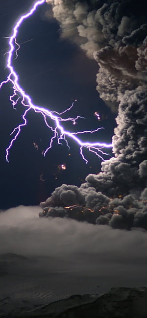 Lightning, Clouds phone wallpaper