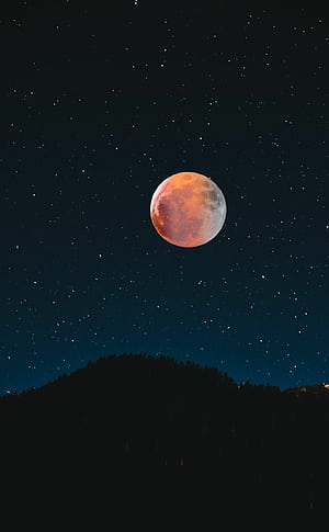 Starry sky, Lunar Eclipse phone wallpaper
