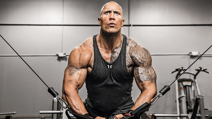 Dwayne Johnson Doing Exercise, dwayne-johnson, celebrites, wwe wallpaper