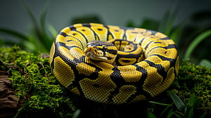 Ball Python  Ultra  – Stunning Snake Close-Up, Ball Python, snake, reptile, yellow wallpaper