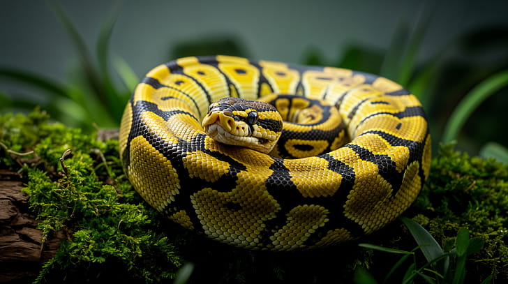 Ball Python  Ultra  – Stunning Snake Close-Up, Ball Python, snake, reptile, yellow wallpaper