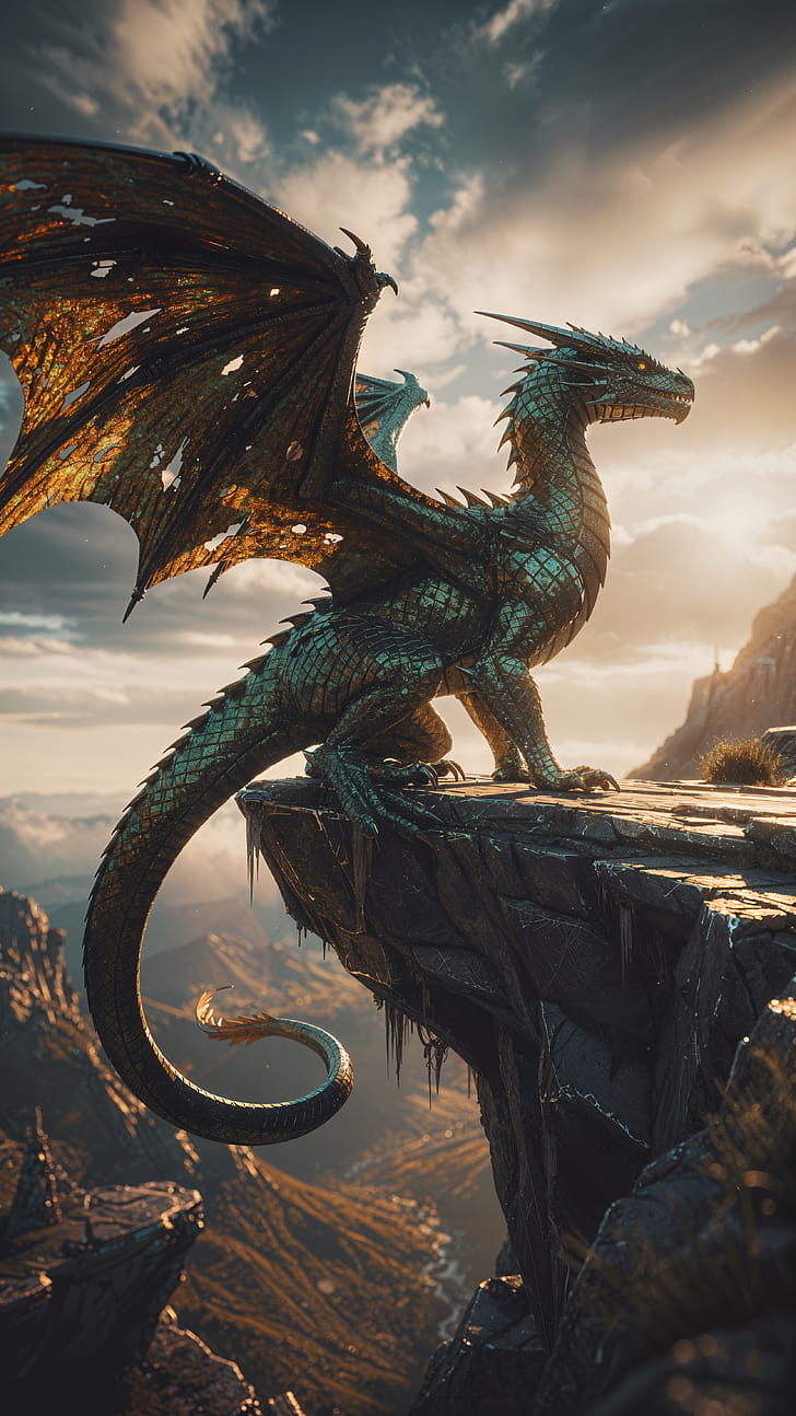 dragon, cliff phone wallpaper