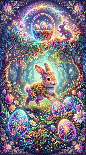 Springtime Bunny — Cute Easter Phone, easter bunny, easter egg phone wallpaper
