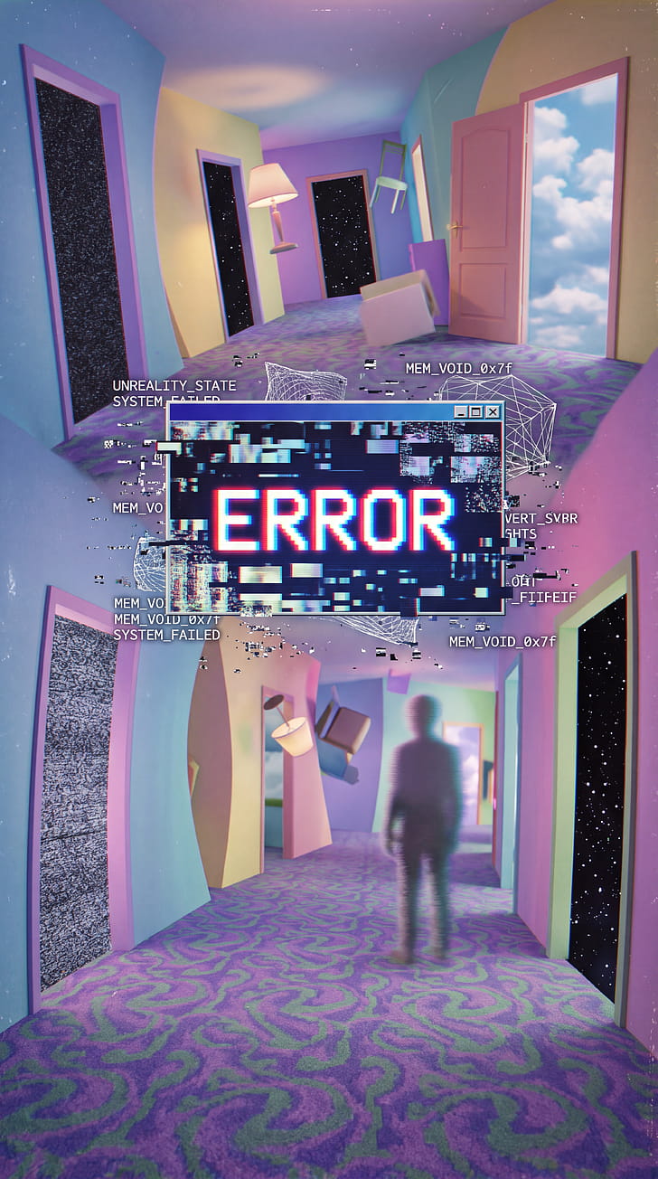 Glitched Hallway — ERROR iPhone phone wallpaper