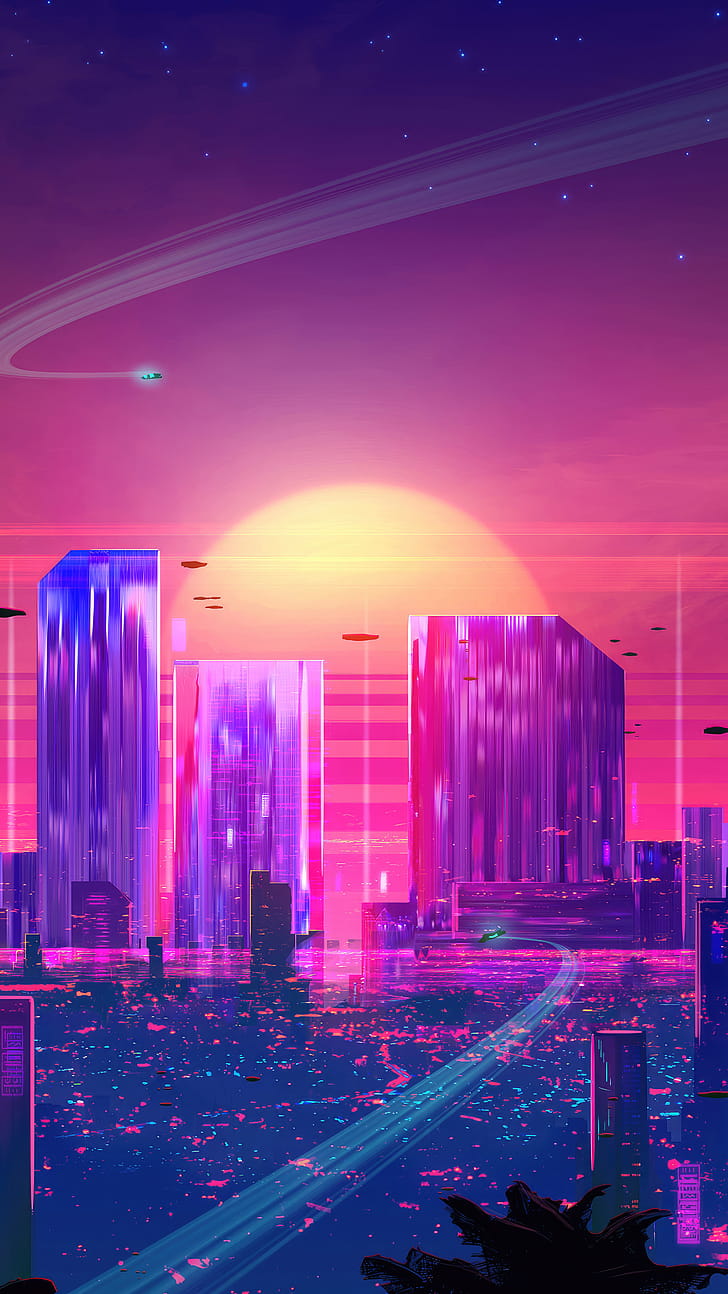 artistic, synthwave phone wallpaper