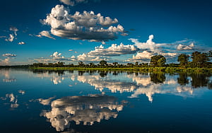 Africa, Namibia,  , River, Cloud, Reflection wallpaper
