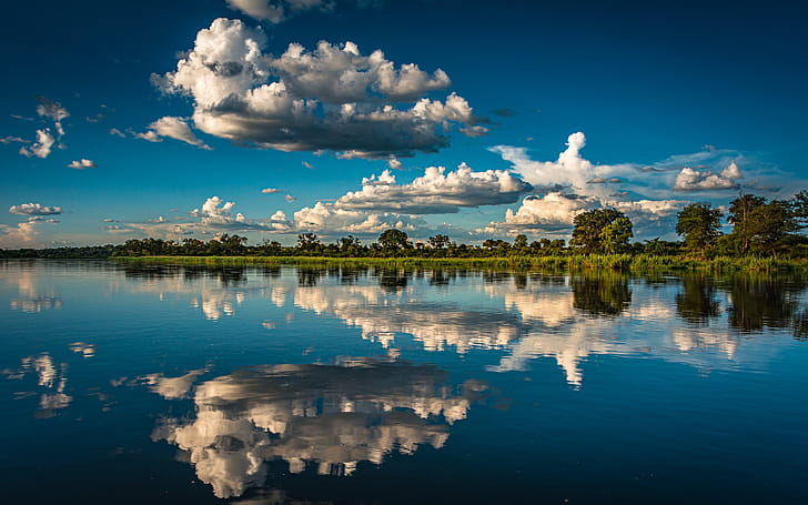 Africa, Namibia,  , River, Cloud, Reflection wallpaper