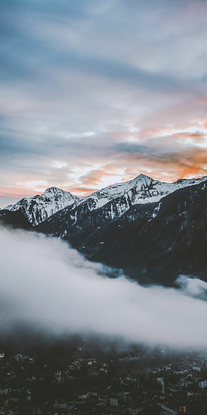 Mountains, Clouds phone wallpaper