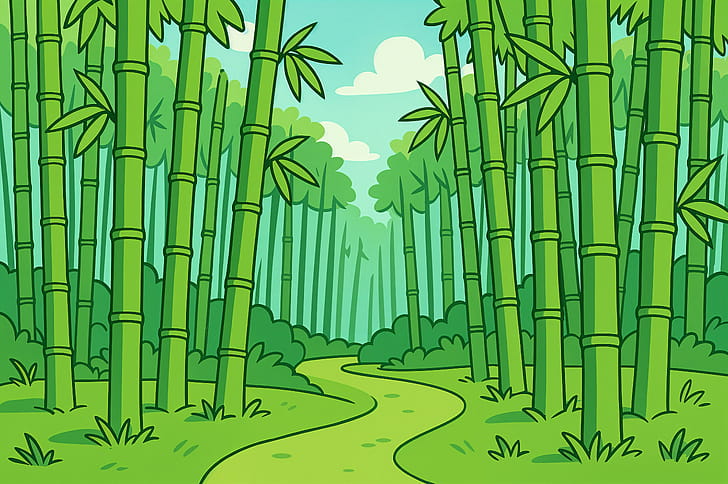 Bamboo Forest: Emerald Pathway wallpaper
