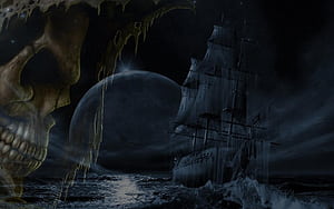 Ghost Ship, Ghost digital art,  background wallpaper