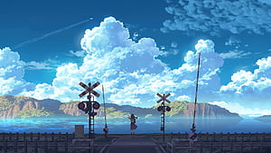 Anime Girl Train Station, anime-girl, anime, artist, artwork, digital-art, pixiv wallpaper