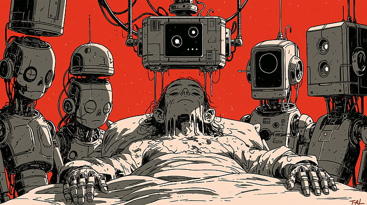 Quad  — Humanity Reboot: Robotic Vigil, Sci Fi, Android wallpaper